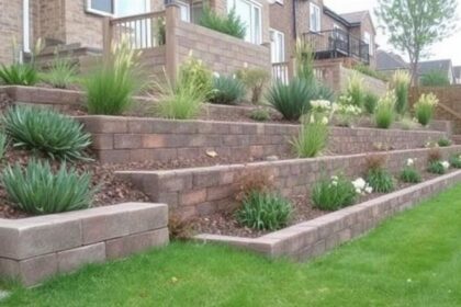 Hangsicherung im Garten – L-Steine, Gabionen und Bepflanzung
